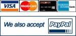 We accept Visa, MasterCard, Discover, American Express and PayPal.