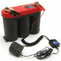 Motorcycle battery on charger