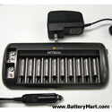 10-slot AA, AAA, and 9V Battery Charger