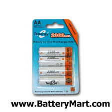 Ready to Use 2300 mAh NiMH AA Rechargeable Batteries - 4 Pack