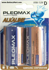 Samsung Pleomax D Alkaline Batteries - 2 Pack