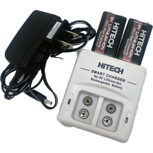 2 Bank 9 Volt Battery Charger with 2 Lithium Ion Batteries