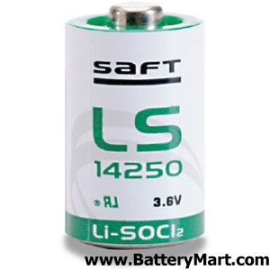 Saft LS 14250 3.6 Volt 1/2 AA Lithium Battery