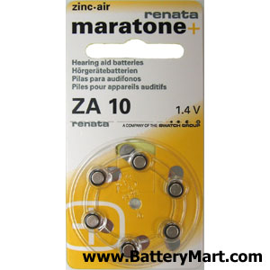 Renata Size 10 Hearing Aid Batteries - 6 Pack