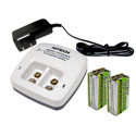 2 Bank 9 Volt Battery Charger with 2 Batteries