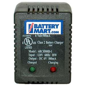 6 Volt 500 mA Sealed Lead Acid Battery Charger