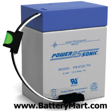 6 Volt 13 Ah Sealed Lead Acid Rechargeable Battery with TOY-S Terminal