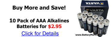 Buy more and save! 10 Pack of AAA alkaline batteries for 2.95