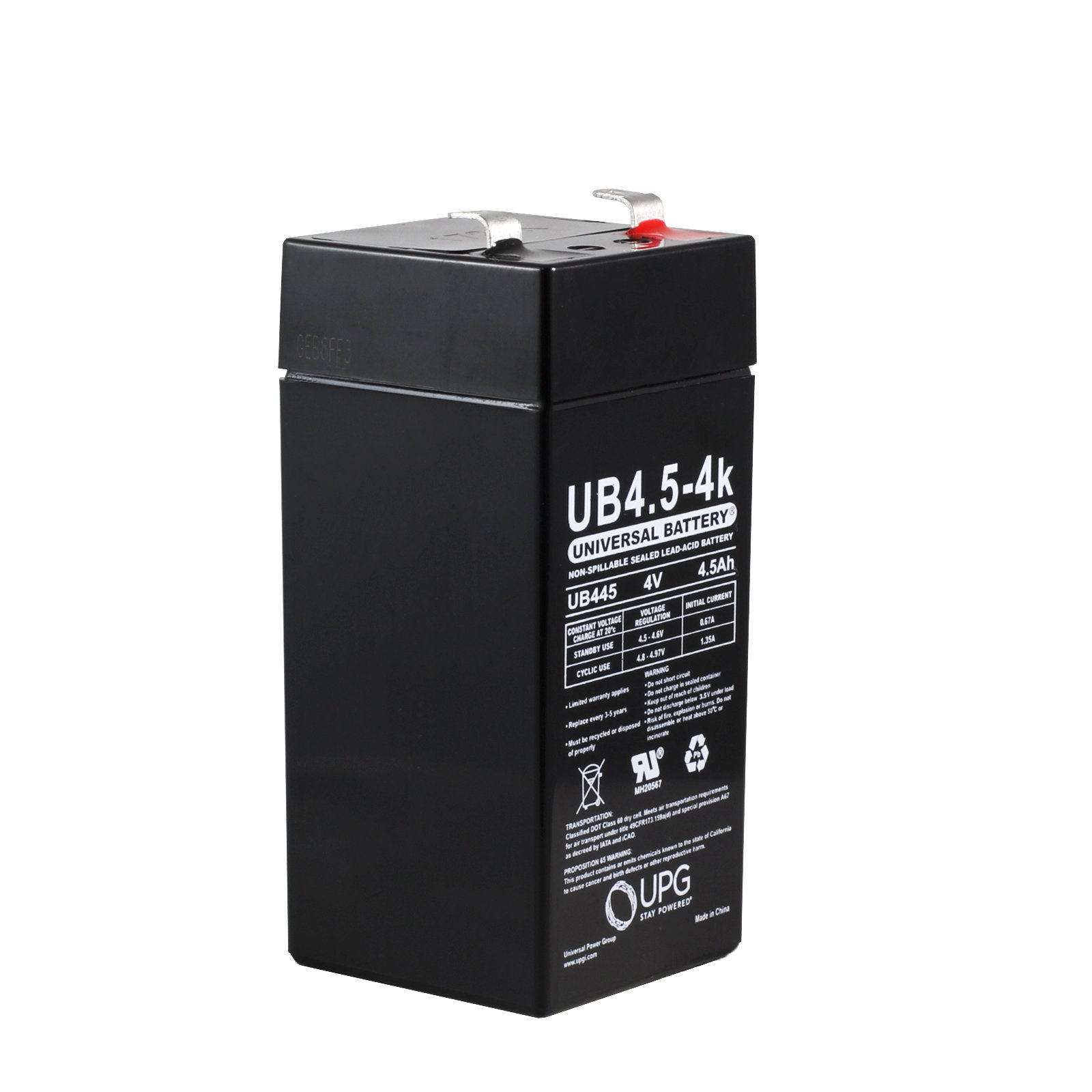 4 Volt, 4.5 Ah Sealed Lead Acid Battery with F1 Terminals 4 Volt, 4.5 Ah Sealed Lead Acid Battery with F1 Terminals