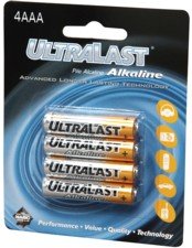 UltraLast AAA Alkaline Batteries - 4 Pack