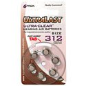 UltraLast Size 312 Hearing Aid Batteries - 6 Pack