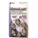 UltraLast Size 675 Hearing Aid Batteries - 6 Pack