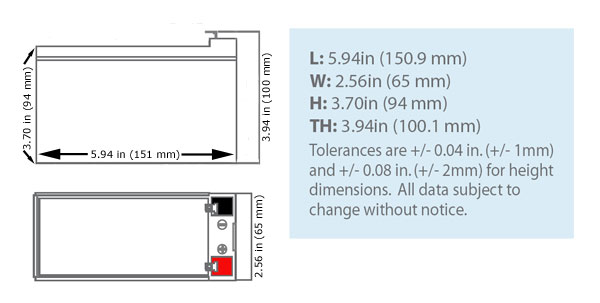 SLA-12V7-F2 Dimensions
