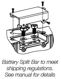 Split bar is installed underneath cap to activate battery.