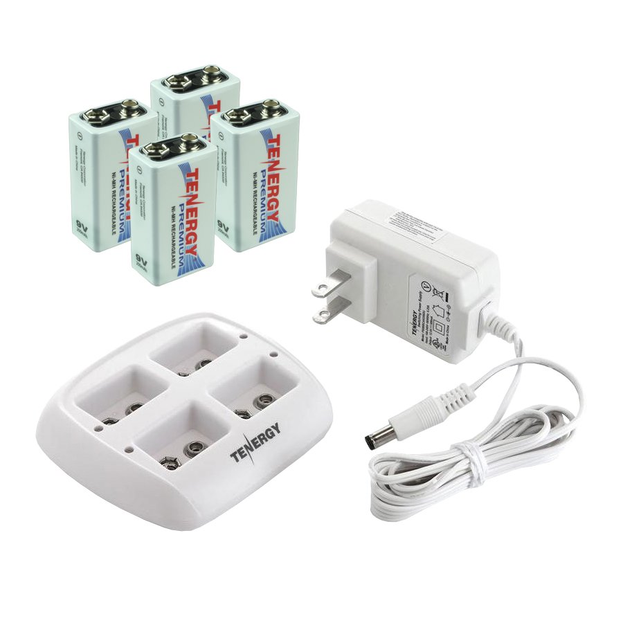 Tenergy Smart 9V NiMH Battery Charger [4 Bank] with 4 9V Batteries