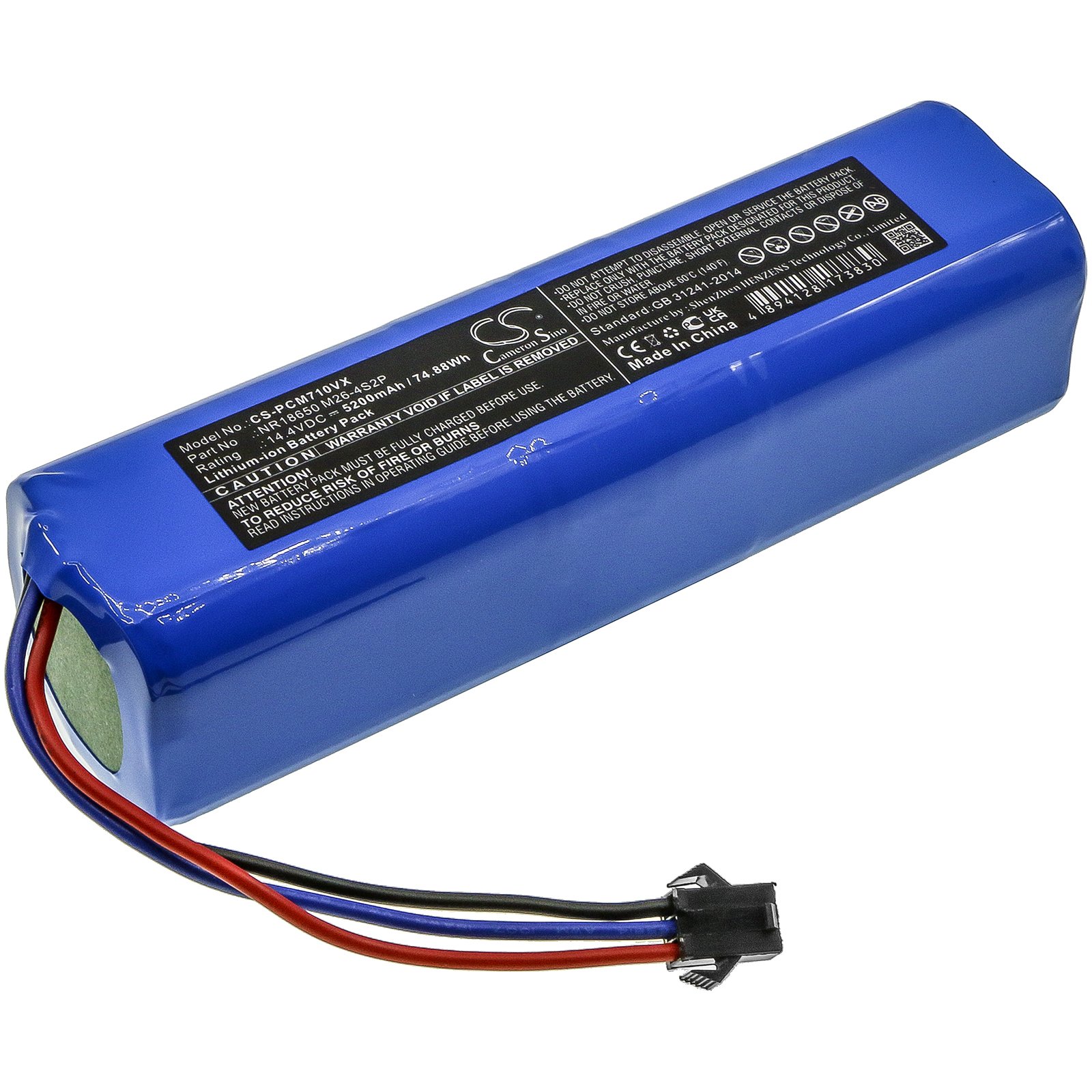 Replacement Proscenic NR18650 M264S2P Vacuum Battery (14.4V, 5.2Ah, Li