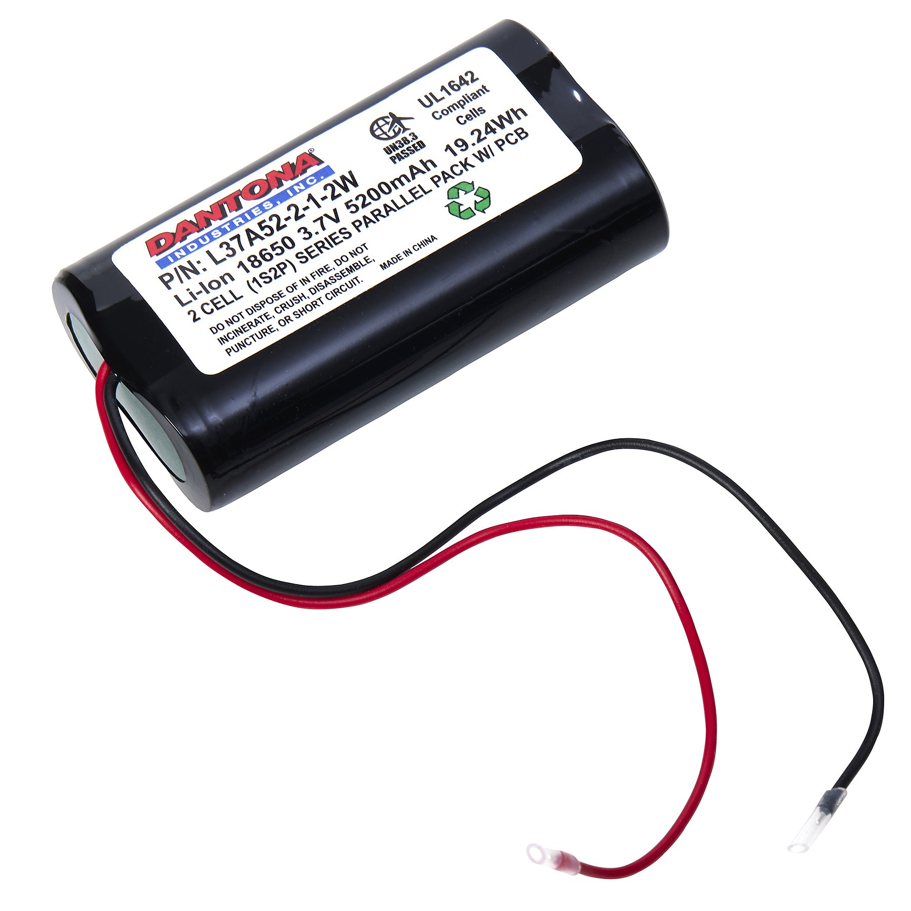 3.7 Volt, 5.2 Ah Lithium Ion Battery Pack Battery Mart
