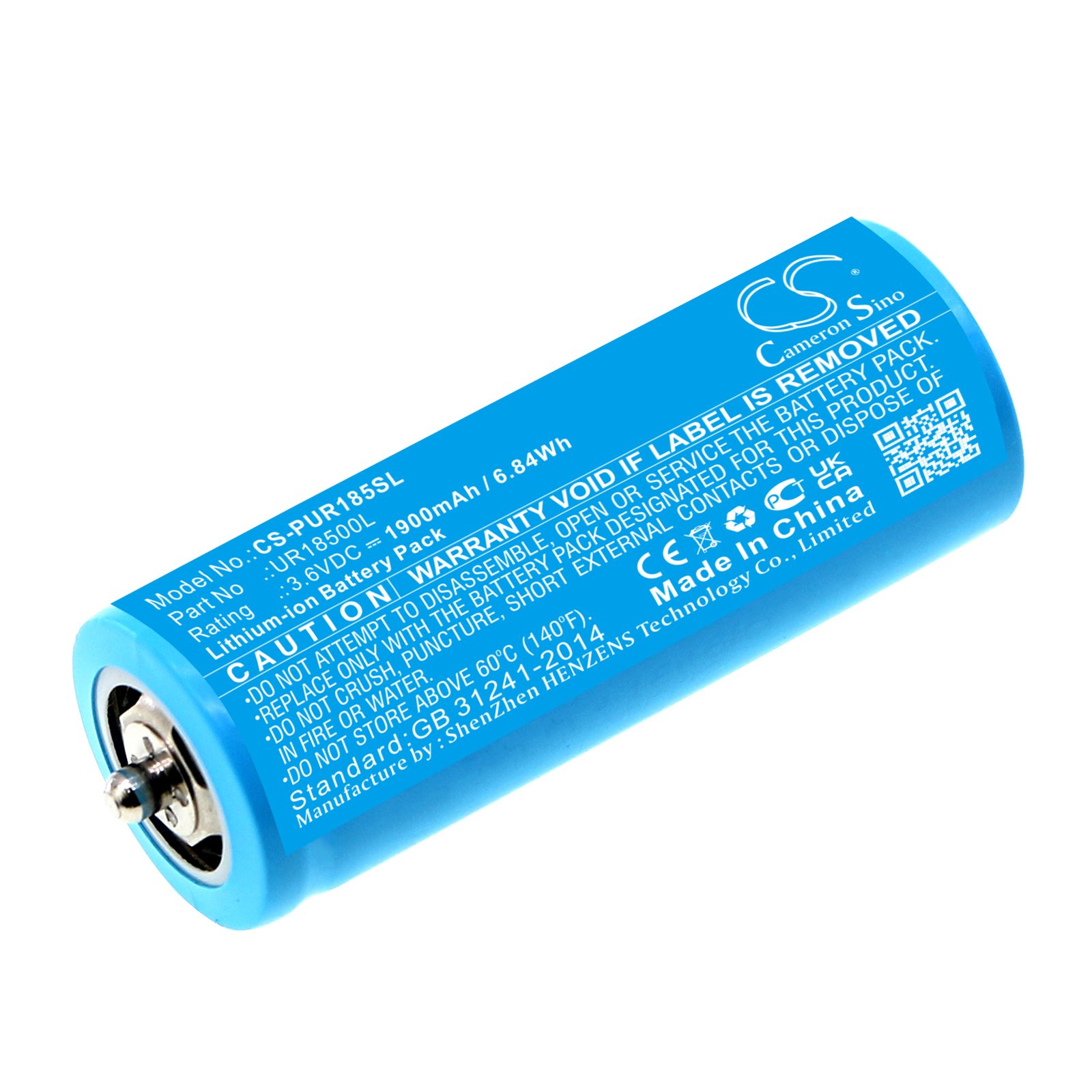 Replacement Braun UR18500L Razor Battery (3.6V, 1.9 Ah, LiIon