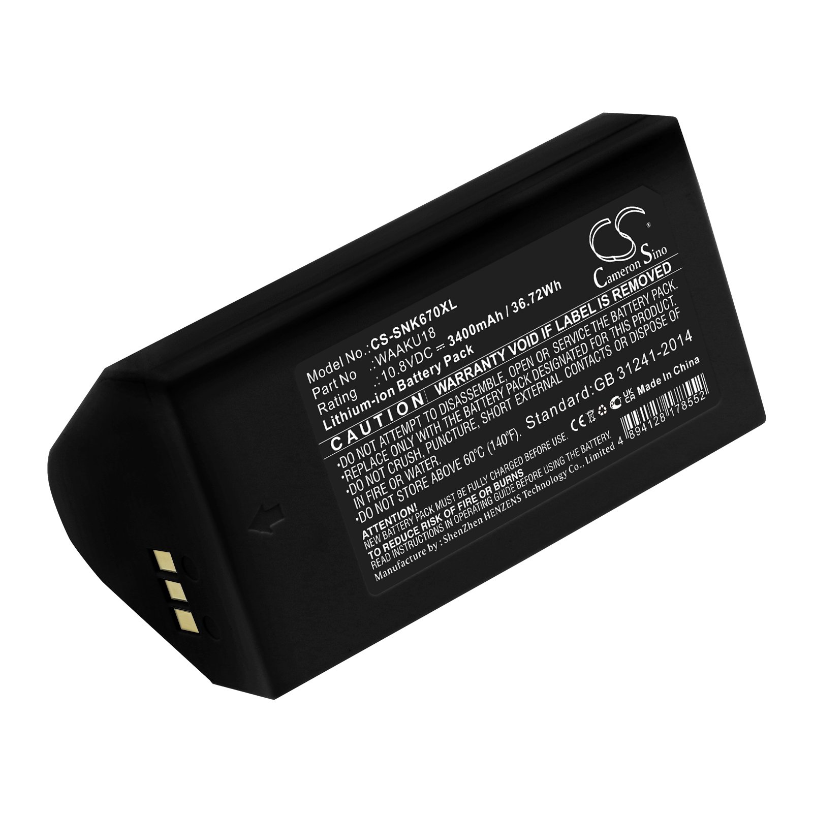 Replacement Sonel WAAKU18 Thermal Camera Battery (10.8V, 3.4 Ah, LiIon