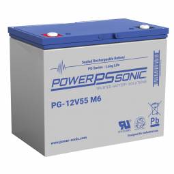 Power Sonic PS-12550 12 Volt, 55 Ah Sealed Lead Acid Battery - Insert Terminals
