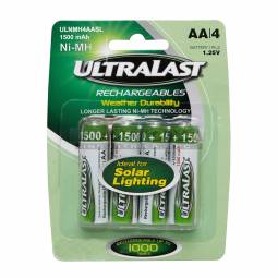 Ultralast AA NiMH Rechargeable Solar Light Batteries [4 Pack]