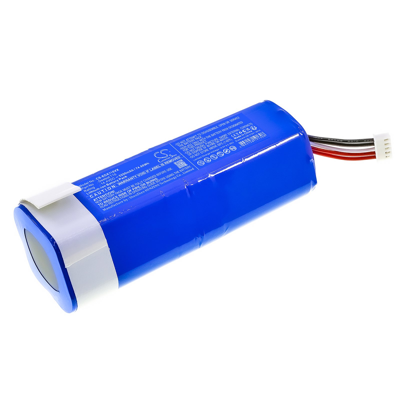 Vhbw Batteria Di Ricambio Per Robot Ecovacs – 5200mAh, 14.4V, Li-Ion – Sostituisce 201-1913-4200, 4201, S10-Li-144-5200 – Colore Turchese