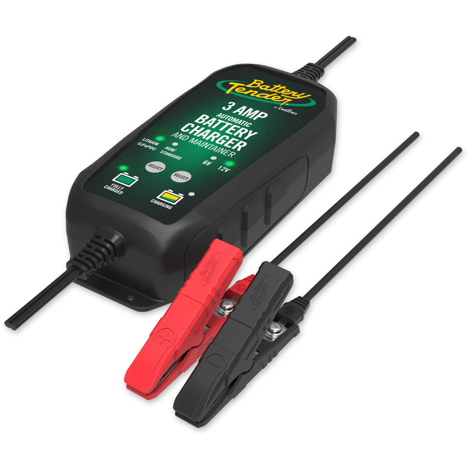 Battery Tender 6V/12V, 3 AMP Selectable Battery Charger with Rings 