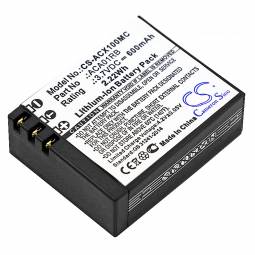 Replacement Activeon ACA01RB Camera Battery (3.7 Volt, 600 mAh, Li-Poly)