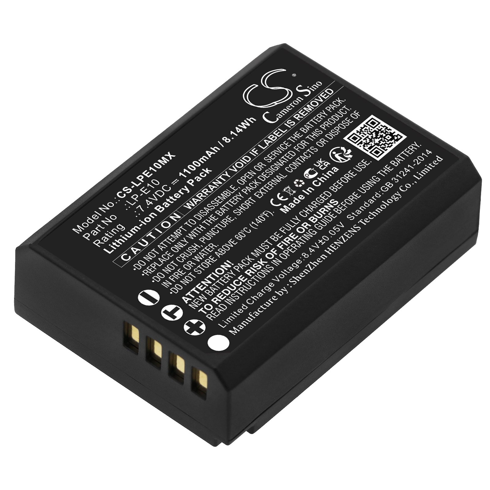 Replacement Canon LPE10 Camera Battery (7.4 Volt, 1100 mAh, LiIon) Battery Mart