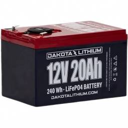 Dakota Lithium 12 Volt, 20 Ah LiFePO4 Deep Cycle Battery, Dual USB Ports & Voltmeter - F2 Terminals