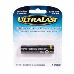 Ultralast 18650 Lithium Ion Battery with Protection (3.7V, 3.4Ah)