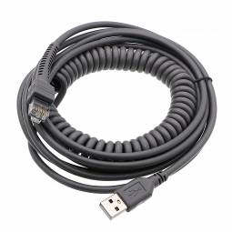 Barcode Scanner Cable with USB Port, 16 ft. Coiled Cord | Battery Mart
