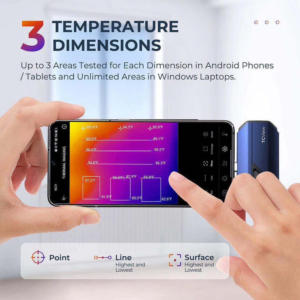TOPDON TC001 showing temperature graph