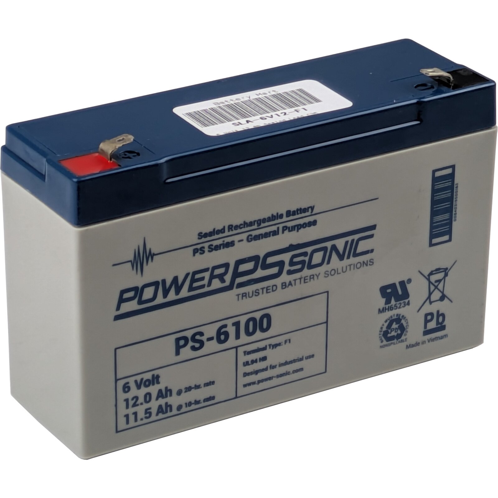 6 Volt 12 Ah Sealed Lead Acid Battery - F1 Terminal