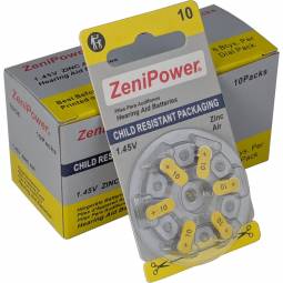 Size 10 Hearing Aid Batteries - 60 Pack - Child-Resistant Packaging
