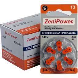 Size 13 Hearing Aid Batteries - 60 Pack - Child-Resistant Packaging