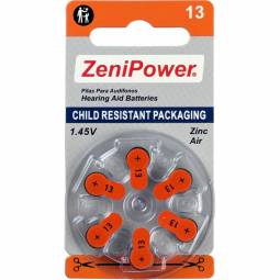 Size 13 Hearing Aid Batteries - 6 Pack - Child-Resistant Packaging