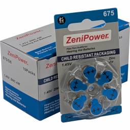Size 675 Hearing Aid Batteries - 60 Pack - Child-Resistant Packaging
