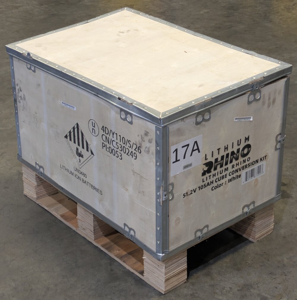 The CUBE arrived in a wooden crate on a pallet.