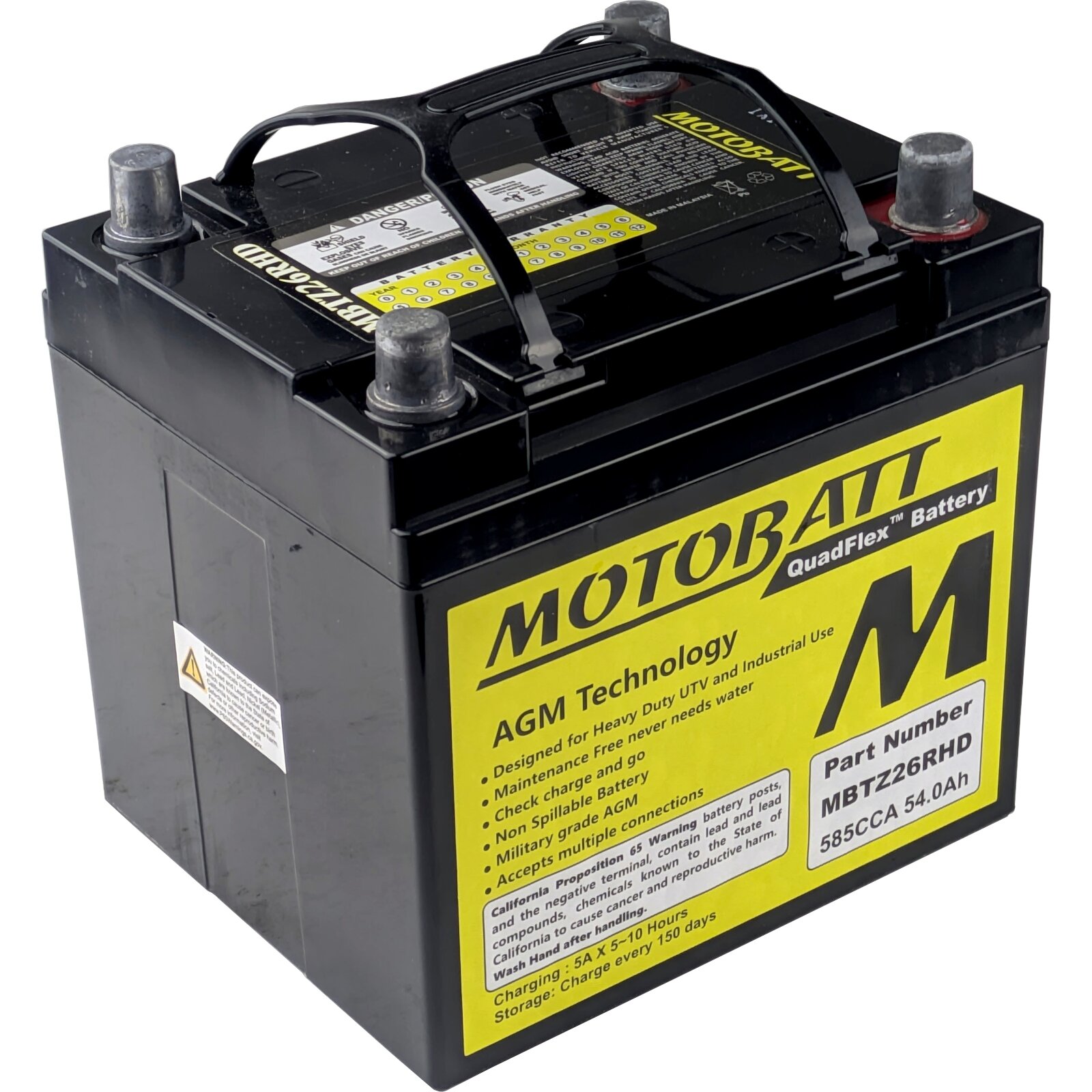 Motobatt MBTZ26RHD 585 CCA AGM Battery | Battery Mart