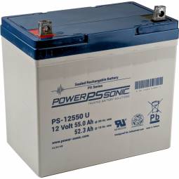 Power Sonic PS-12550U 12 Volt, 55 Ah Sealed Lead Acid Battery