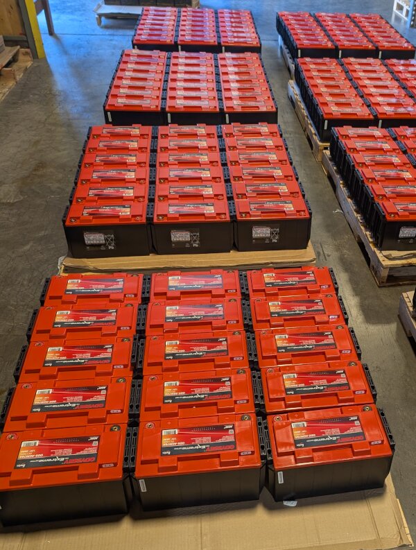 Pallets filled with ODYSSEY product.