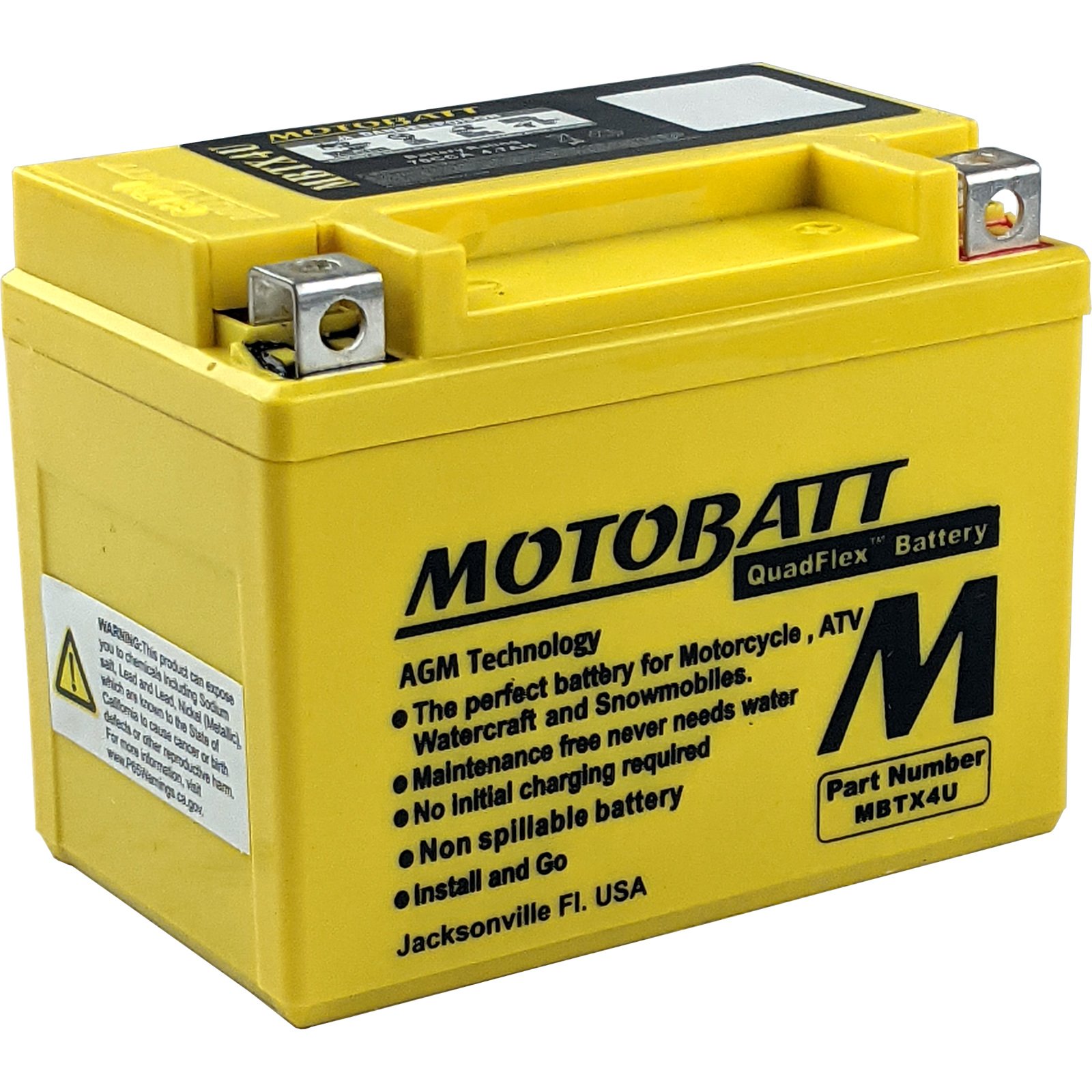 Motobatt MBTX4U 12V 4.7Ah AGM Battery Free Shipping Battery Mart