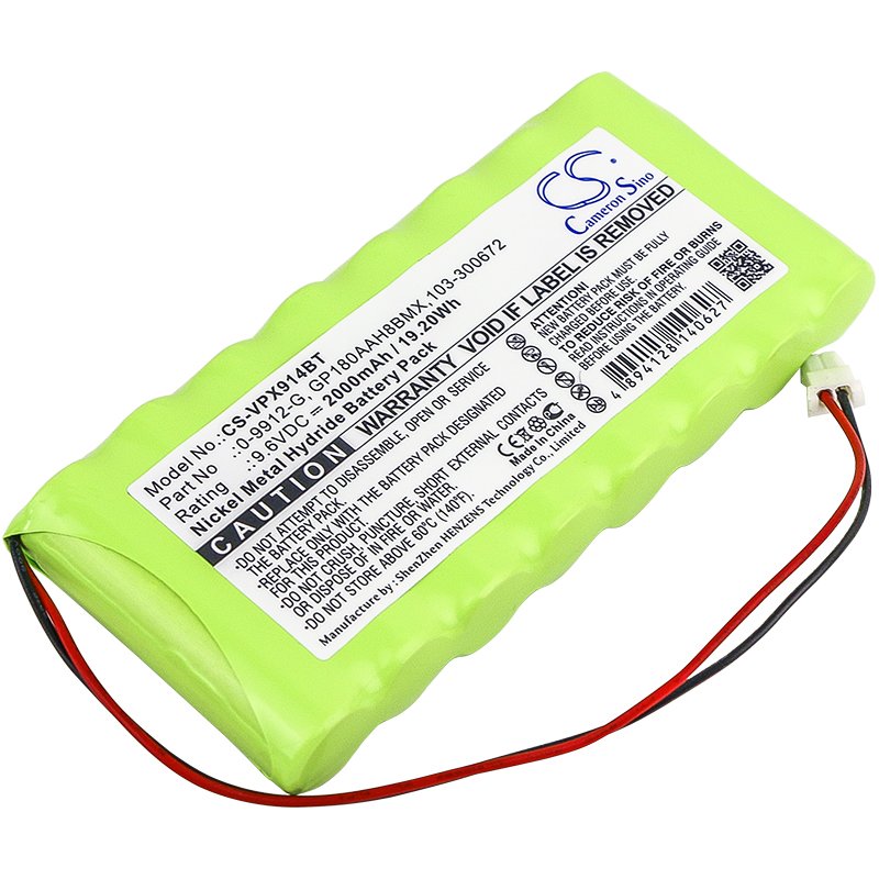 Replacement Visonic Alarm System Battery (9.6V, 2000mAh, NiMH