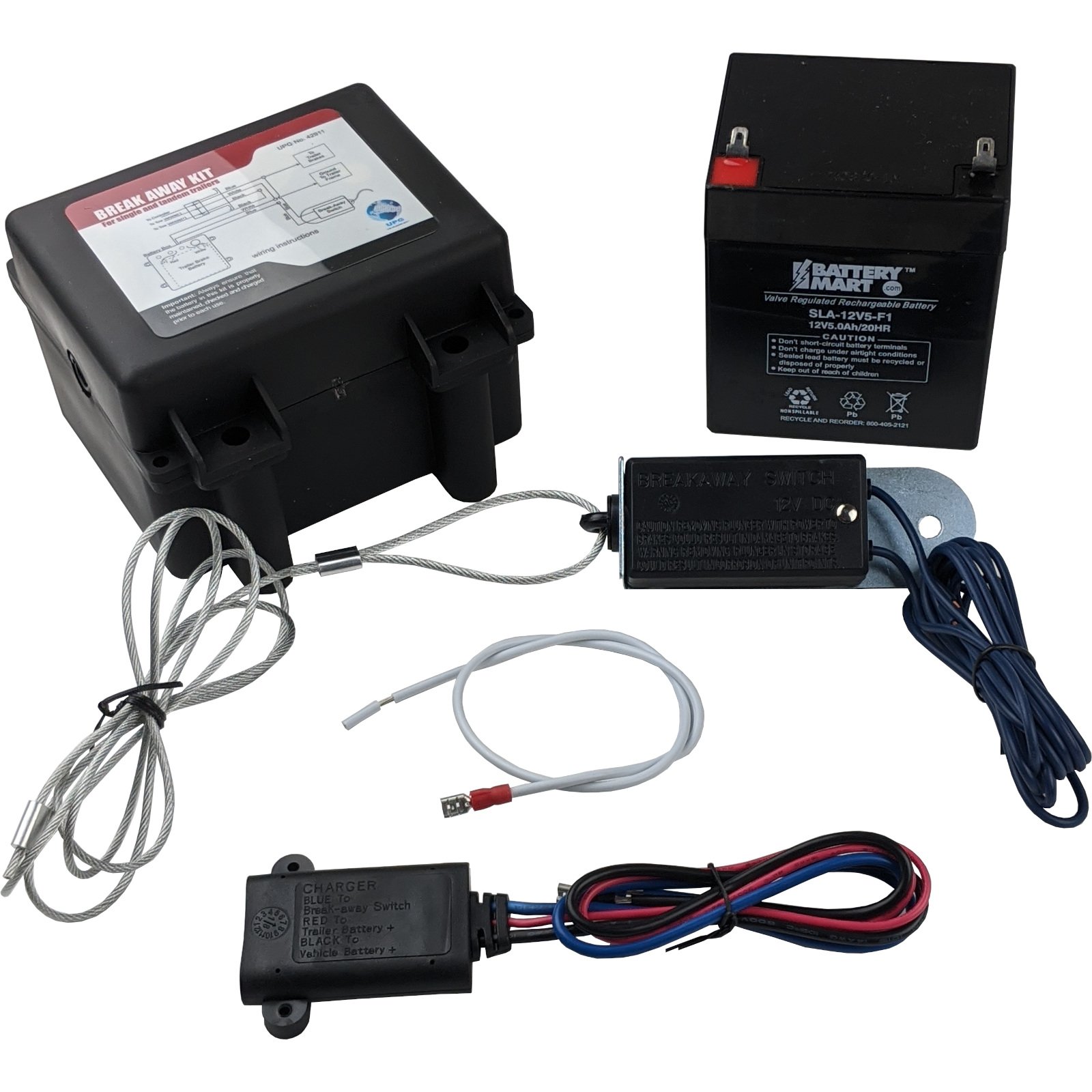 Break Away Kit with Box Switch and Charger with 12V, 5Ah Battery