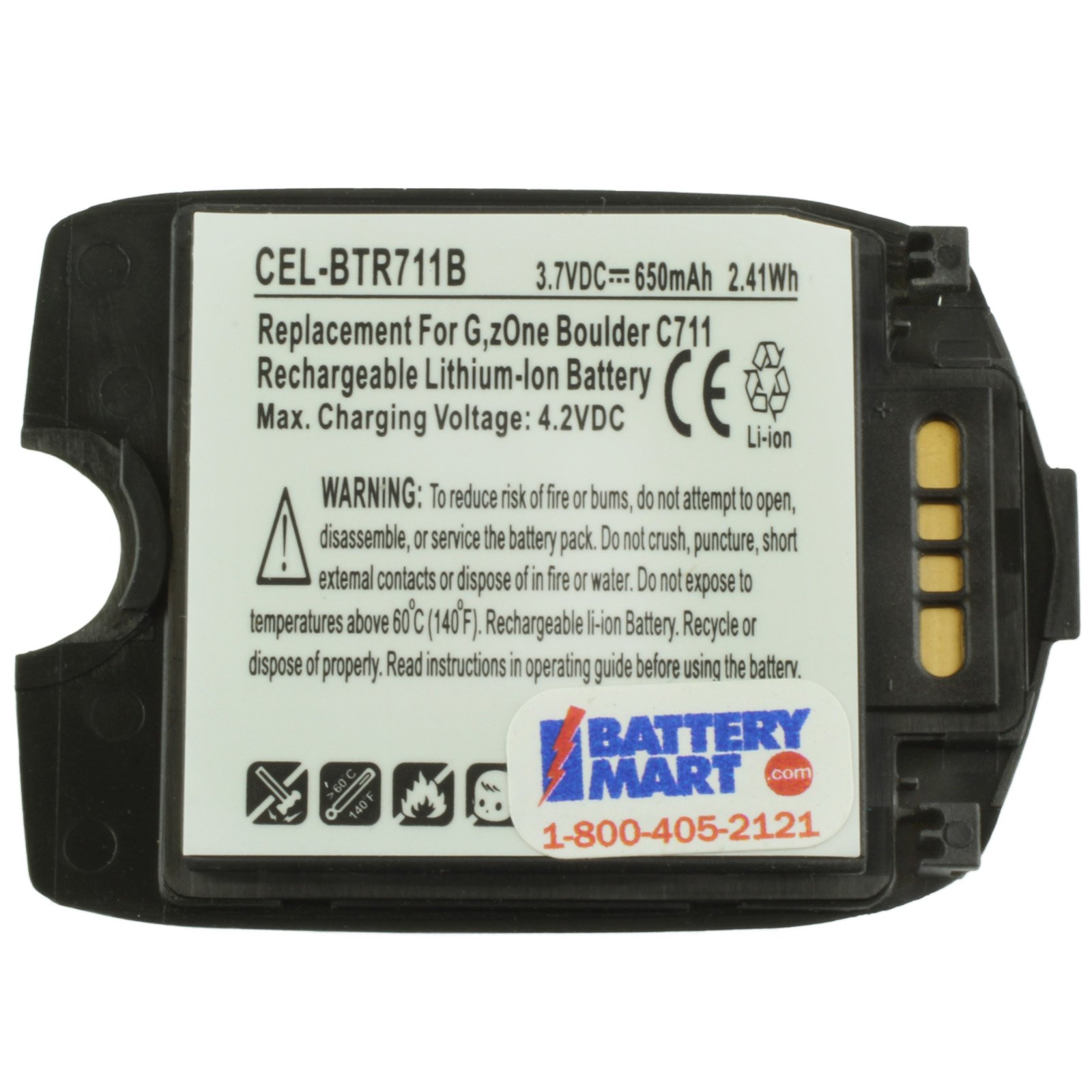Replacement Casio BTR711B Cell Phone Battery for G'Zone Boulder C711