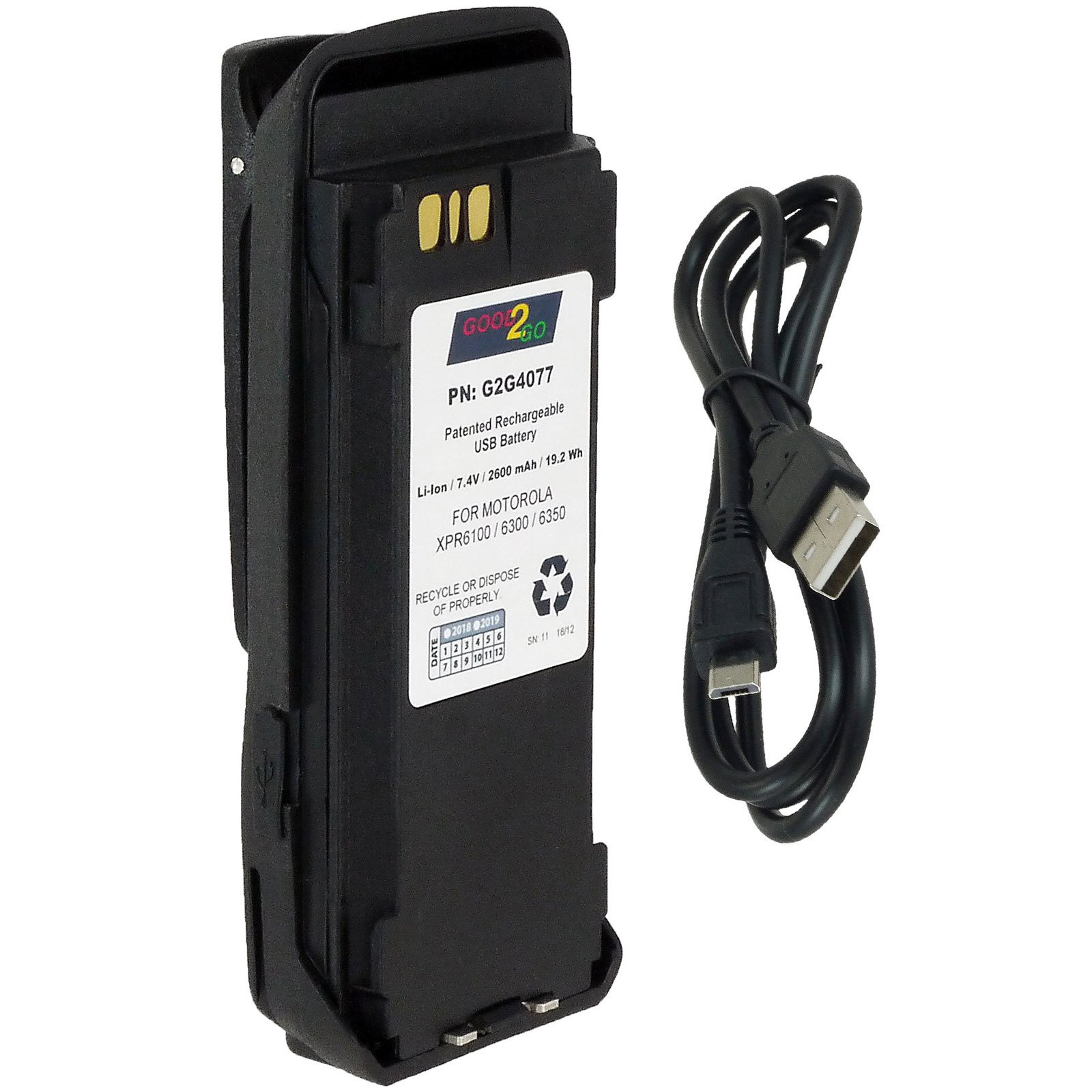 Replacement Motorola XPR6550 TwoWay Radio Battery with MicroUSB