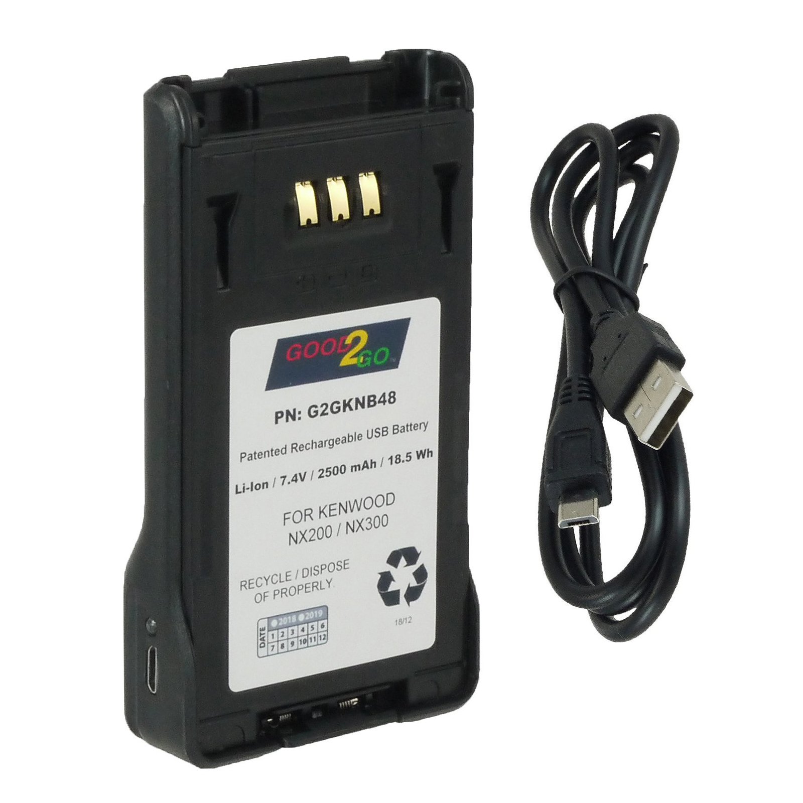 Good 2 Go Kenwood NX200/300, TK5220 TwoWay Radio Battery with Internal Charger Battery Mart