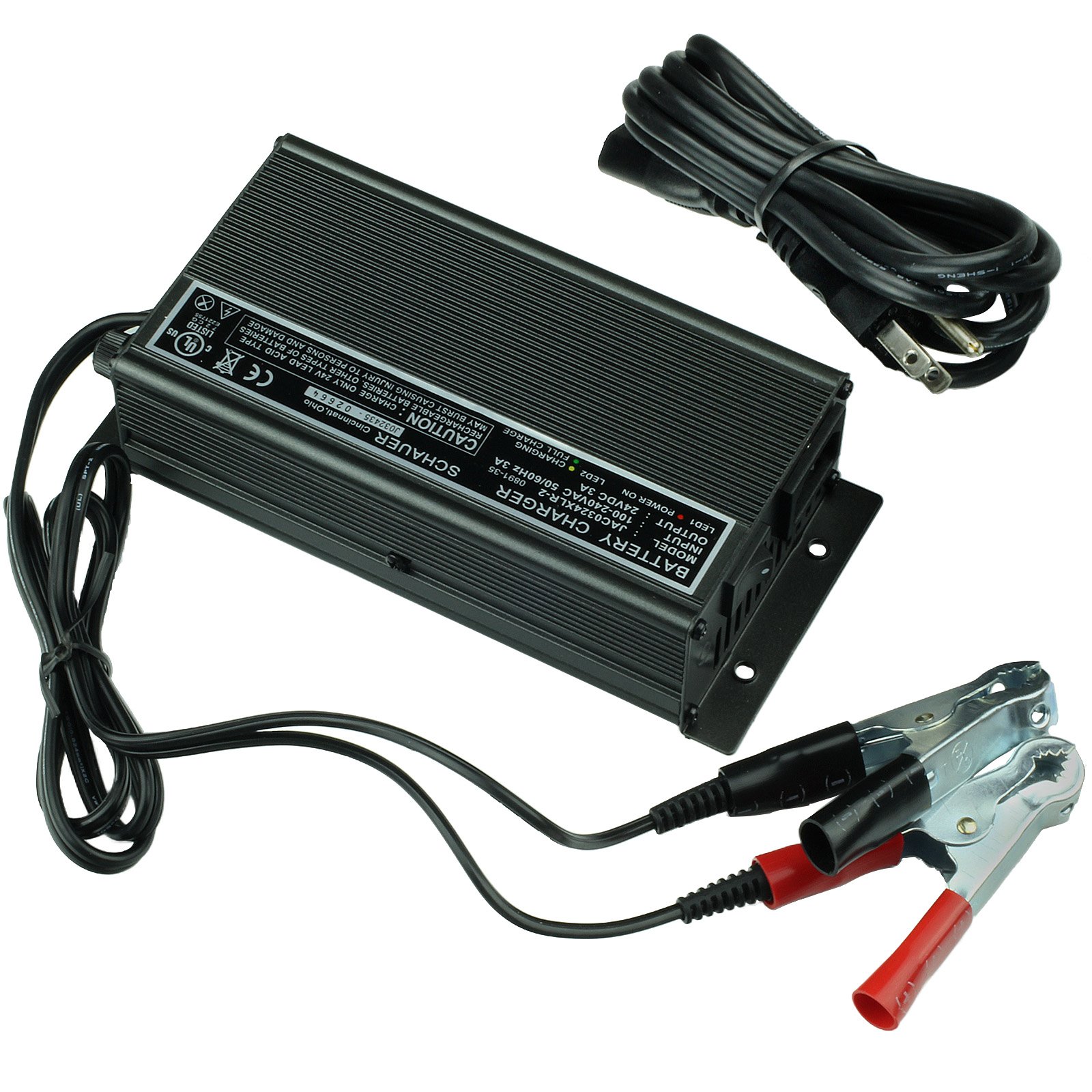 Schauer JAC0324 24 Volt 3 Amp Battery Charger with Clips