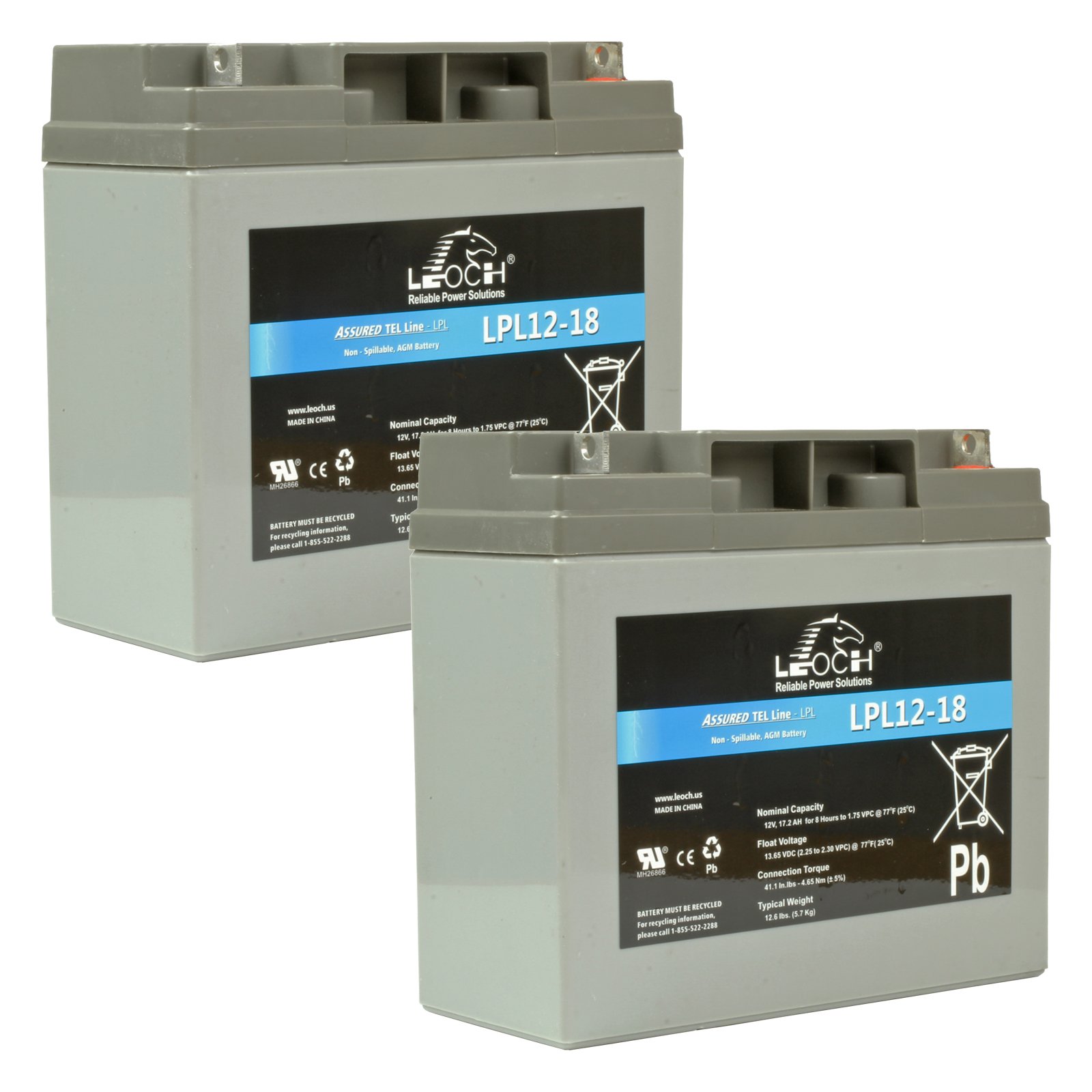 [2 Pack] 12 Volt 18 Ah Sealed Lead Acid Rechargeable Batteries